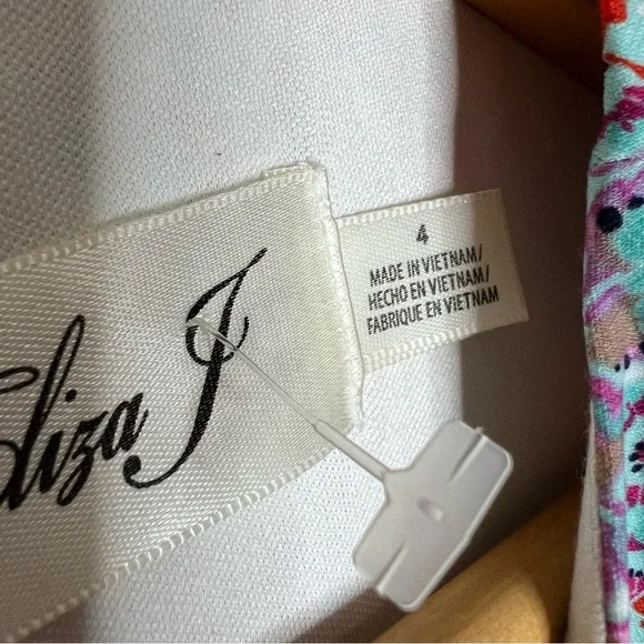 Eliza J Pink Multi Floral Paisley Strip Women’s Shift Knee Length Dress Size 4 - Picture 5 of 9